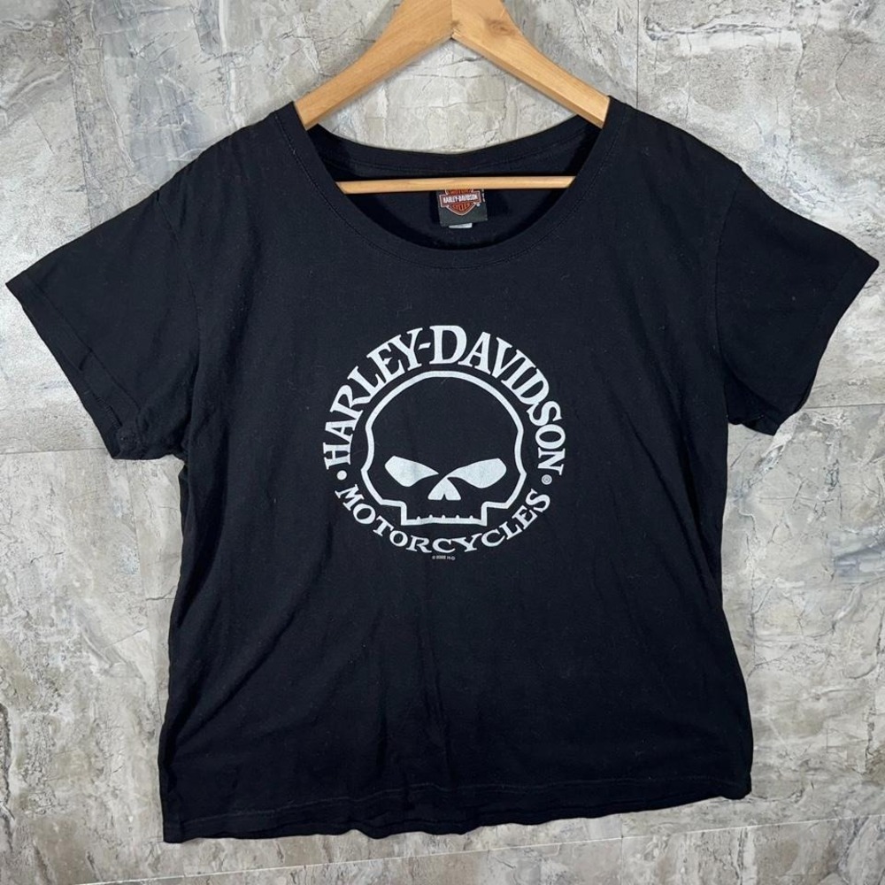 Y2K Harley Davidson black skull tee shirt woman's Size 3XL